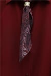 Beli Kemerli Fularlı Astarlı Etekli Şifon Takım  -Bordo-Takım-349-8076-R04