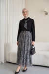 Beli Kemerli Fularlı Astarlı Etekli Şifon Takım  -Siyah-Takım-349-8076-R01