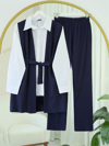 Beli Kemerli Yan Cepli Yelek Pantolon Krinkıl Takım -Laci-Takım-326-10062-R03