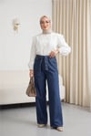 Beli Kuşaklı Lastikli Cepli Kot Pantolon  -Tint-Pantolon-417-16779-R49
