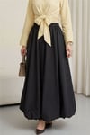 Beli Lastikli Astarlı Poplin Balon Etek -Siyah-Etek-430-5047-R01