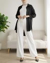 Beli Lastikli Bağcık Detaylı Bol Paça Sofya Keten Pantolon -Beyaz-Pantolon-326-10061-R02