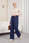 Beli Lastikli Bağcık Detaylı Cepli Bol Paça Tensel Pantolon -Laci-Pantolon-307-2382-R03