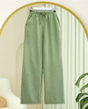 Beli Lastikli Bağcık Detaylı Cepli Bol Paça Tensel Pantolon -Çağla Y.-Pantolon-307-2382-R70