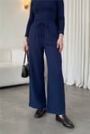 Beli Lastikli Bağcıklı Bol Paça Müslin Pantolon  -Laci-Pantolon-430-4010-R03