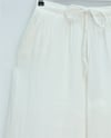 Beli Lastikli Bağcıklı Bol Paça Müslin Pantolon  -Ekru-Pantolon-430-4010-R07