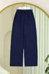 Beli Lastikli Bağcıklı Bol Paça Müslin Pantolon  -Laci-Pantolon-430-4010-R03