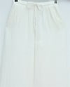 Beli Lastikli Bağcıklı Bol Paça Müslin Pantolon  -Ekru-Pantolon-430-4010-R07