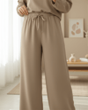 Beli Lastikli Bağcıklı Bol Paça Salaş Pantolon  -Vizon-Pantolon-338-20646-R23