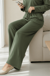 Beli Lastikli Bağcıklı Bol Paça Salaş Pantolon  -Haki-Pantolon-338-20646-R05