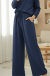 Beli Lastikli Bağcıklı Bol Paça Salaş Pantolon  -İndigo-Pantolon-338-20646-R21
