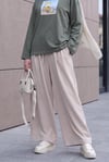 Beli Lastikli Bağcıklı Çift Cepli Etek Pantolon -Bej