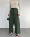 Beli Lastikli Bağlamalı  Bol Paça Pantolon  -Haki-Pantolon-326-9094-R05