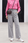 Beli Lastikli Cepli Bol Paça Kot Pantolon         -Gri-Pantolon-136-0840-R11