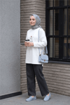 Beli Lastikli Cepli Bol Paça Kot Pantolon        -Antrasit-Pantolon-136-0840-R64