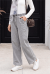 Beli Lastikli Cepli Bol Paça Kot Pantolon         -Gri-Pantolon-136-0840-R11