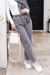 Beli Lastikli Cepli Bol Paça Kot Pantolon   -Füme-Kot Pantolon-136-0840-R18