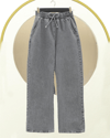 Beli Lastikli Cepli Bol Paça Kot Pantolon   -Füme-Kot Pantolon-136-0840-R18