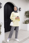 Beli Lastikli Cepli Bol Paça Kot Pantolon   -Füme-Kot Pantolon-136-0840-R18