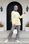 Beli Lastikli Cepli Bol Paça Kot Pantolon   -Füme-Kot Pantolon-136-0840-R18