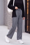 Beli Lastikli Cepli Bol Paça Kot Pantolon          -Koyu Gri
