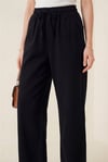 Beli Lastikli Cepli Bol Paça Pantolon  -Siyah-Kot Pantolon-136-0840-R01