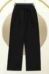 Beli Lastikli Cepli Bol Paça Pantolon  -Siyah-Kot Pantolon-136-0840-R01