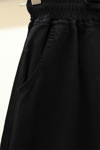 Beli Lastikli Cepli Bol Paça Pantolon  -Siyah-Kot Pantolon-136-0840-R01