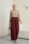 Beli Lastikli Cepli Modal Etek Pantolon -Bordo
