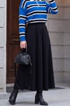 Beli Lastikli Çift Cepli Diagonel Etek -Siyah