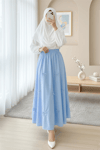 Beli Lastikli Fiyonk Detaylı Poplin Etek -Bebe Mavi-Etek-421-10064-R32