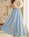 Beli Lastikli Fiyonk Detaylı Poplin Etek -Bebe Mavi-Etek-421-10064-R32