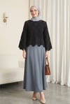 Beli Lastikli İthal Likralı Krep Kloş Etek -Füme-Etek-400-10057-R18