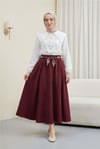 Beli Lastikli Kemerli Cepli Keten Etek -Bordo-Etek-306-0043-R04