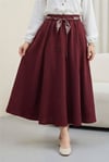 Beli Lastikli Kemerli Cepli Keten Etek -Bordo-Etek-306-0043-R04