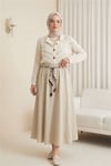 Beli Lastikli Kemerli Cepli Keten Etek -Taş-Etek-306-0043-R43