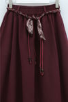 Beli Lastikli Kemerli Cepli Keten Etek -Bordo-Etek-306-0043-R04