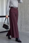 Beli Lastikli Kemerli Kaşmir Ekose Pantolon Etek -Bordo
