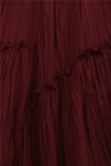 Beli Lastikli Keten Vual Katlı Etek -Bordo-Etek-207-4254-R04