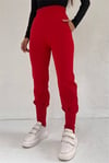 بنطال سكوبا بخصر مطاطي وجيب مخيط - أحمر-Dar Paça Pantolon-358-9935-R33