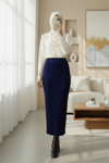 Beli Lastikli Pliseli Triko Etek -Laci-Etek-307-4001-R03