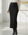 Beli Lastikli Pliseli Triko Etek -Siyah-Etek-307-4001-R01