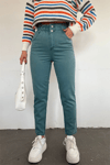 جينز عالي الخصر بخصر مطاطي - نعناعي-Kot Pantolon-318-4813-R24