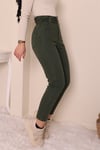 بنطال جينز بخصر عالي - كاكي-Kot Pantolon-318-4813-R05