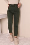 بنطال جينز بخصر عالي - كاكي-Kot Pantolon-318-4813-R05