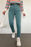 جينز عالي الخصر بخصر مطاطي - نعناعي-Kot Pantolon-318-4813-R24