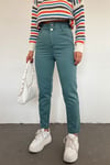 جينز عالي الخصر بخصر مطاطي - نعناعي-Kot Pantolon-318-4813-R24