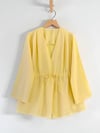 Beli Tünel Bağcıklı Modal Kimono  -Açık Sarı-Kimono&Kaftan-223-3060-R75