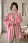 Beli Tünel Bağcıklı Modal Kimono  -Pembe-KİMONO&KAFTAN-223-3060-R20
