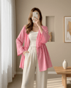 Beli Tünel Bağcıklı Modal Kimono  -Pembe-KİMONO&KAFTAN-223-3060-R20